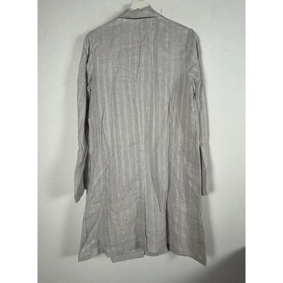 J. Jill Womens Linen Striped Duster Blazer Coat Jacket Small Gray Lightweight - Picture 2 of 10